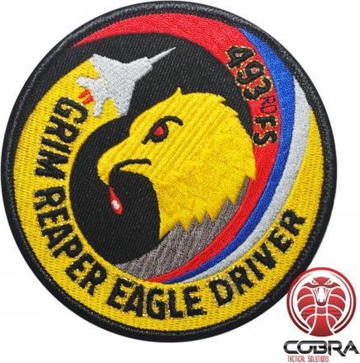 493rd Fighter Squadron Grim Reaper Eagle Driver patch aviation geborduurde patch | Strijkpatches | Military Airsoft